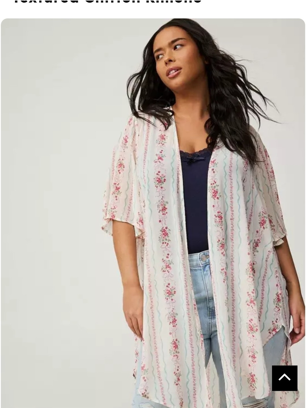Torrid NWT Floral Open-Front Kimono White & Pink